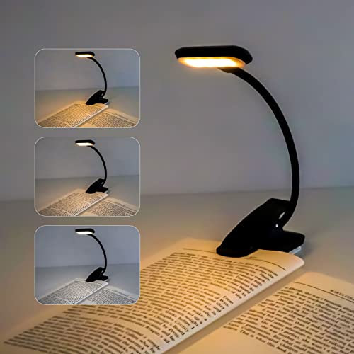 Lampe de Lecture Rechargeable, 9 LED Liseuse Clip Rechargeable USB, 3 Couleurs Protection des Yeux & Gradation en Continu, Liseuse Lampe Clip, Mini Veilleuse Lire au Lit, Enfant, Voyage