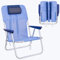 LOLAhome Silla Playa Camping Mochila Junior, Plegable de Aluminio y textileno Azul, Silla Fija de 55x40x71 cm, con cojín Cervical Azul Oscuro, Correas Acolchadas y Ajustables