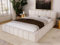 GRAINGOLD Alicante Bett 180x200, Polsterbett mit Bettkasten, Polsterbett mit Stauraum, Bouclé-Stoff, mit Lattenrost, mit Kopfteil, ohne Matratze (Beige, 180x200)