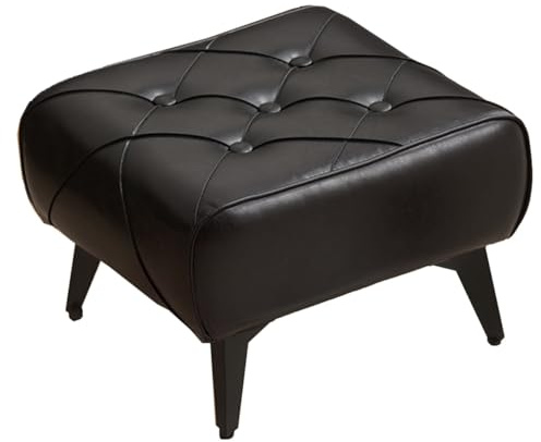 DGDHHSFJDJ Kleine Schwarze rechteckige Ottoman-Fußstütze mit Metallbeinen – vielseitiger Fußhocker aus Leder für Couch, Eingangsbereich, Büro, Schlafzimmer und Schrank – stilvolle Sitzlösung
