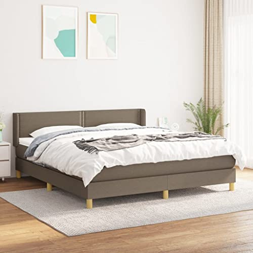 Ziaphsol Boxspringbett mit Matratze, Taupe 180x200 cm, Stoffbezug, Holzrahmen, verstellbares Kopfteil, Taschenfederkernmatratze, mittelfest, für Schlafzimmer