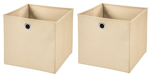 StickandShine 2er Set Creme Faltbox 32 x 32 x 32 cm Aufbewahrungsbox faltbar