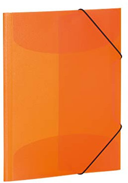 HERMA Sammelmappe A4 Orange Transluzent, Eckspanner-Mappe aus Kunststoff mit Gummizug und Innenklappen für Kinder, Jungen und Mädchen