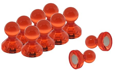 Medium Red Acrylic Push Pin Magnet for Fridge, Whiteboard, Noticeboard, Filing Cabinet - 15mm dia x 21mm tall - Pack of 100