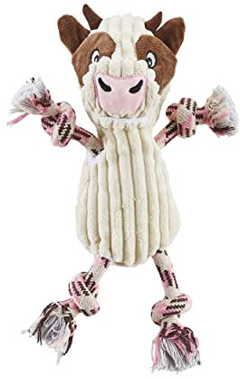Outward Hound Charming Pet Ranch Roperz Hundespielzeug, Kuh, Plüsch, quietschend
