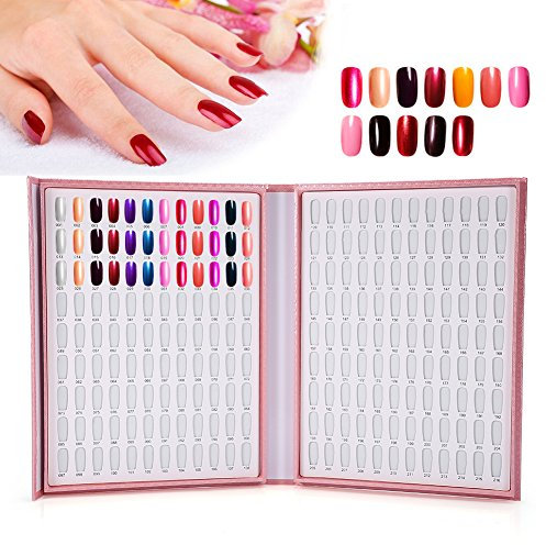 Sonew 216 couleurs Nail Display couleur, 2 types de livre graphique graphique d'affichage, vernis à ongles couleur Conseil Conseil Nail Art Salon Set(Rose)