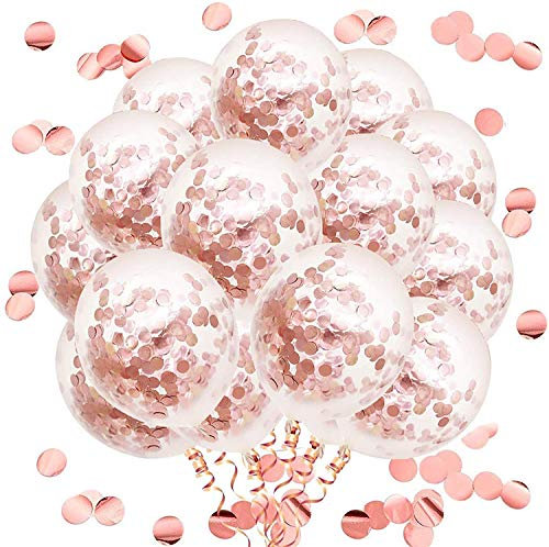 50 Pezzi Palloncini Coriandoli Oro Rosa Palloncini Coriandoli in Lattice Palloncini Festa Oro Rosa per Festa di Compleanno Fidanzamento Matrimonio Anniversario Baby Shower Laurea Decorazione