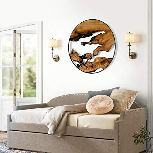 Cedar Wood Wall Decor, 16 x 16 Natural Live Edge Wall Art, Handcrafted Wooden Hanging Decoration for Living Room, Bedroom, Entryway, Bathroom & Office