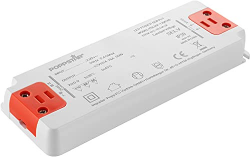 Poppstar Slim LED Trafo 12 V (für 0,5 bis 50 Watt LEDs) Ultra flacher LED-Transformator 230V AC / 12V DC 4,16A