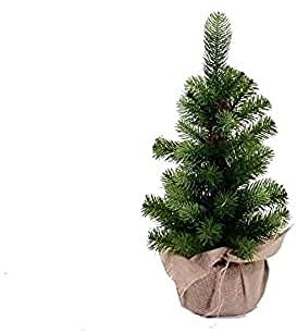 Albero Adamello verde di Natale da tavolo con 46 rami e base in juta alto 45cm