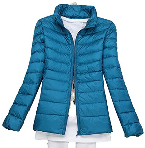 KeYIlowys Piumino Leggero Primaverile E Invernale Tinta Unita Colletto in Piedi Slim Plus Size Piumino Corto da Donna