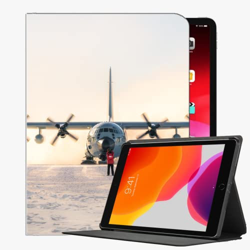 Ledertasche für Neue iPad 8./7. Generation Fall, iPad 10.2 Fall, Lockheed LC 130 Hercules Fall Slim Shell Cover für iPad 10,2 Zoll