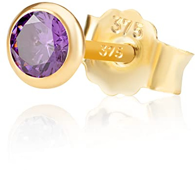 NKlaus Clous d'oreilles en or jaune 375 de 4,0 mm avec zircone cubique et fermoir papillon pour femme et fille