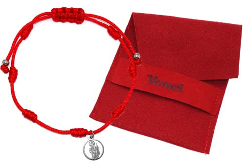 HAND-PRO Bracciale 7 nodi, medaglia San Giuda da teggio, filo rosso per malocchio, Acciaio inossidabile