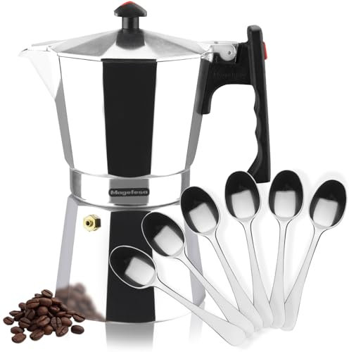 MAGEFESA Colombia - Cafetera Italiana de 12 Tazas, 600ml, Incluye 6 Cucharas Moka, Aluminio Extra Grueso, Todo Tipo de Cocinas, EXCEPTO INDUCCIÓN