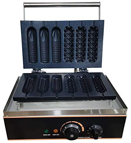 Gaufrier, Machine à gaufres électrique commerciale en acier inoxydable avec revêtement anti-adhésif Manche Hot Dog Gaufrier Machine à gaufres pour Restaurant Café