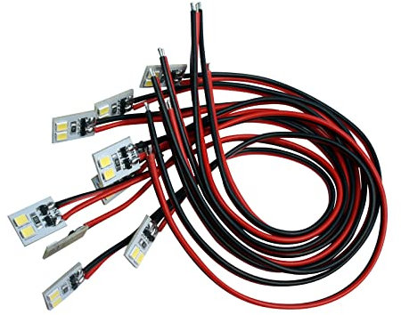 10 STK. LED Hausbeleuchtung 10x10mm Weiss mit Kabel 20cm warmweiß kaltweiß (5-8V, warmweiß)