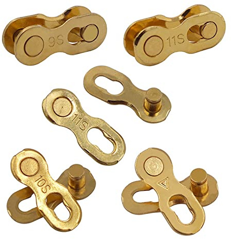 5 Pack Fahrradkette Kettenschloss Wiederverwendbarer Fahrrad Kettenverschluss Glied (Gold 10-fach)