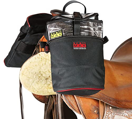 TrailMax Mittelgroße Satteltaschen für Ihren Westernsattel; isolierte Satteltaschen für Pferde; Kamera- oder Handy-Satteltasche; gesicherte mit Riemen; passend für Western-/Endurance-Sättel, rote