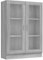 vidaXL Vitrinenschrank, Vitrine mit viel Stauraum, Beistellschrank für Schlafzimmer Wohnzimmer Büro, Büroschrank Schrank, Grau Sonoma Holzwerkstoff