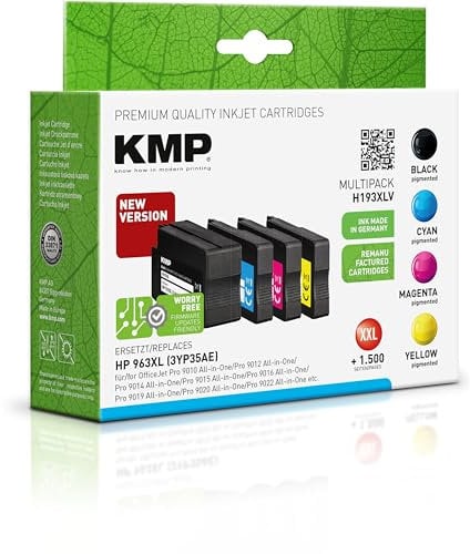 KMP Tintenpatrone passend für HP 963XL (3JA30AE, 3JA27AE, 3JA28AE, 3JA29AE) Multipack - für HP OfficeJet Pro 9010 All-in-One/Pro 9012 9014 etc.
