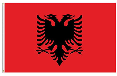Lixure Flagge Albania 150x240cm Albanian Flag Albanische Fahne -Polyester, Digitaldruck, lebendige Farbe, lichtbeständig, doppelt genäht, mit Messingösen für Garten Innen- Außenbereich