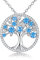 JUZICHEN Collana Albero Della Vita Donna, Collana Argento 925 Donna, Collana con Albero Della Vita In Zirconia Verde, Ipoallergenica, Per Donne, Madre, Ragazze (Blu)