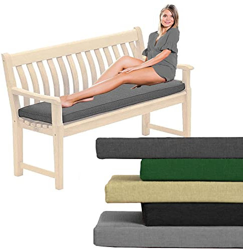 Outdoor Water-Resistant Bench Rattan Cushion Pad for Garden 2/3/4 Seater 108/143/170cm Thick Long Bench Chair Cushions Pad for Swing Patio (3 Seaters-143x52x6cm, Charcoal Grey)