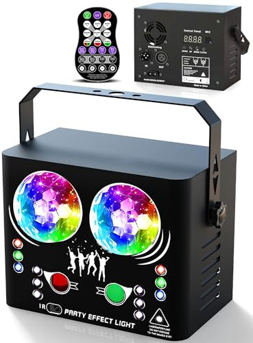 Party Lights, Disco Ball 2 Lights with Pattern Projection and Sound Activated, Mini Auto Flash Light Projector with Remote Control for Parties Indoor Dance Birthday Bar Karaoke Christmas Wedding Show