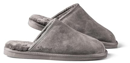 Fellhof Lammfell Pantoffel KOMFORT für Herren grau Gr. 40