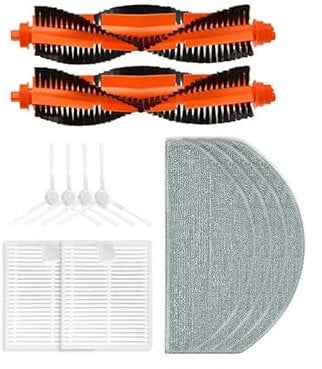 MYAYD Set di accessori per aspirapolvere robot Xiaomi E10/E12/B112, 10 pezzi Contiene 2 spazzole principali, 4 spazzole laterali, 2 spugne, 4 panni