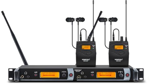 VOXFULL IEM2050 Wireless in-Ear Monitor System UHF PLL 540-580MHZ Dual Channel Wireless System with Earphone for Stage, Studio, Live Performance(2 Bodypack)
