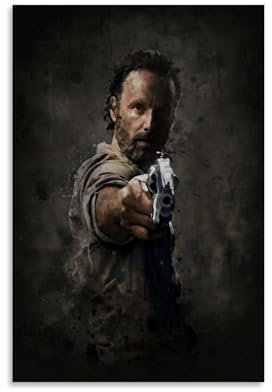 REOTTO Rick Grimes Walking Dead Poster Poster Dekorative Malerei Leinwand Wandkunst Wohnzimmer Poster Schlafzimmer Malerei,Wandkunst Bilddruck Moderne Familienzimmer Dekor 12x18inch(30x45cm)