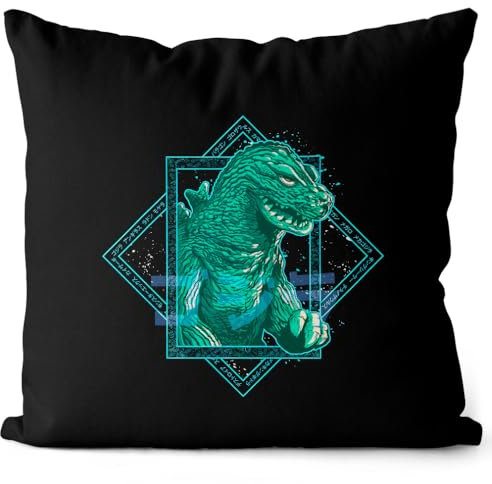 style3 Gojira Blue Kissen mit Füllung 40cm Baumwolle Japan Monster Nippon Tokio Tokyo