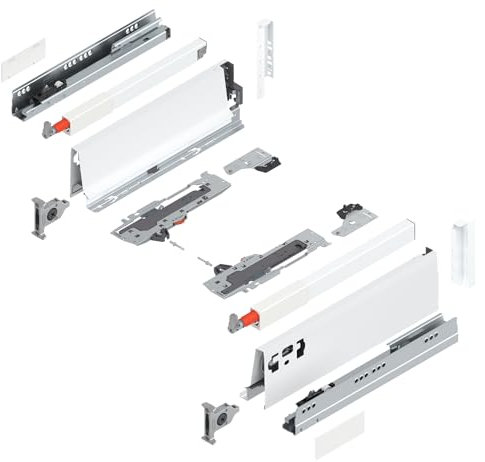 siwitec Blum TANDEMBOX antaro Frontauszug Reling C Vollauszug Seidenweiß | Schubladenschiene 300 mm Nennlänge | Belastbarkeit bis 30 kg | TIP-ON | BLUMOTION Soft-Close | zum Anschrauben