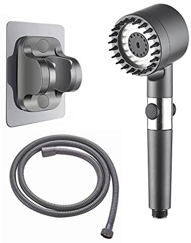 Alcachofa de ducha de alta presión, regadera de baño para el hogar, supercargada, regadera de lluvia súper fuerte, rociador de presión ajustable, color gris_C