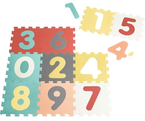 Playshoes Eva-Puzzlematte Spielteppich Spielmatte Schaumstoffmatte Buchstaben & Zahlen Pastell 10-teilig