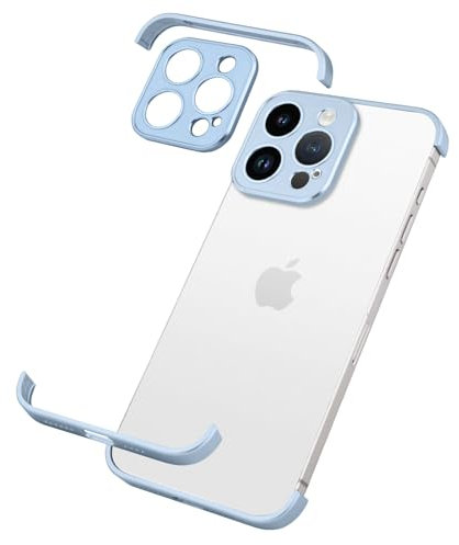 aidvaia Metal Frameless Phone Case Compatible with iPhone 12 Pro Max Phone Models with Camera Lens Protector, Metal Shockproof Phone Cover, Minimalist Yet Protective Bumper Shell (Blue Metal)