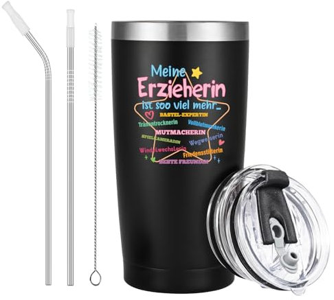 Livole Erzieherin Erzieher Geschenk, Abschiedsgeschenk Kindergarten, Danke Erzieherin Abschied, Dankeschön Geschenke Lehrerin, Geschenk für Erzieherin, 20oz 600ml Vakuum Kaffee Becher aus Edelstahl