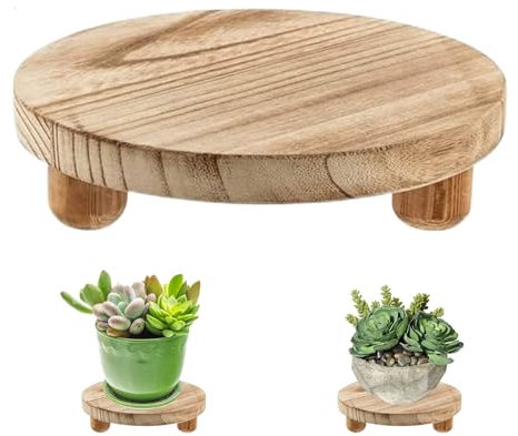 SMELEYOU Blumenhocker BlumenstäNder Holz Pflanzen Hocker 8 runde Holzstreiks kleiner Pflanzenständer Innenblüten Pot Halter Pflanzer Stand Tablett Dekorative Holzkuchenständer Sockel Tische