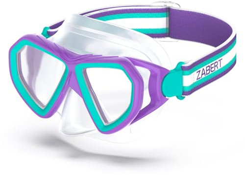 ZABERT M7 Kinder Taucherbrille,Mädchen Schwimmbrille für 6-14 Jahre, Kind Schnorchelmaske Tauchmaske Kid Tauchermaske Schwimmmaske Teal Lila