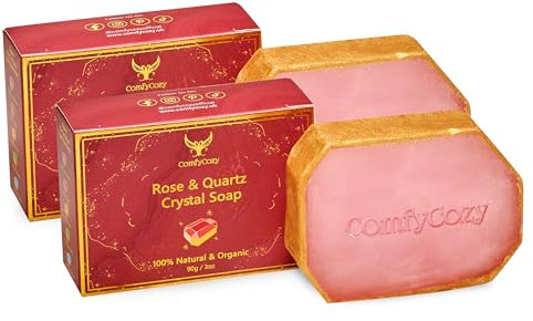 ComfyCozy Crystal Soap | Natural Hand & Body Wash | Luxury Beauty Pamper Gift, Rose, 2 Pack