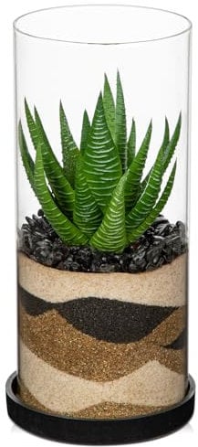 Arborus Künstliche Pflanzen Sukkulenten Künstliche Sukkulenten im Glas 20 CM Kunstpflanzen Klein Tisch Deko Sukkulenten Deko Dekopflanzen Klein für Büro Deko Wohnzimmer Deko Schlafzimmer Deko Bad Deko