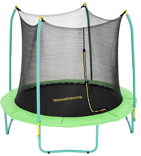 Bestway Trampolin Xtreme Air, Ø 244 x 220 cm, Stahlrahmen, UV-beständig, Sicherheitsnetz, 48 Federn, ab 6 Jahren, einfacher Aufbau, inklusive Bodenverankerungen und Federspanner