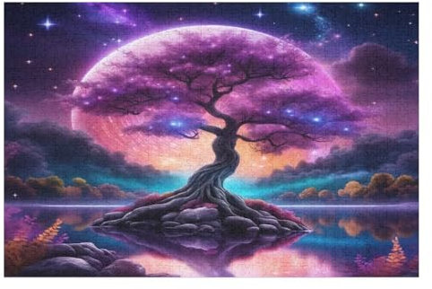 Weltenbaum Holzpuzzle 1000 Stück Puzzles Für Erwachsene Teenager Stress Abbauen Familien-Puzzlespiel Poster 1000-teiliges Puzzle Kinder Lernspiel Spielzeug Geschenk (75×50cm)