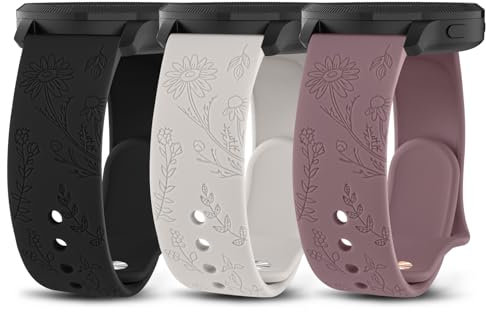 AK für Garmin Venu Sq 2 Armband/Venu 2 plus Armband/Venu Armband Damen Herren, 3 Stück 20mm Gravierte Silikon Ersatzarmband für Garmin Venu Sq/Garmin Venu Sq 2 Armbänder