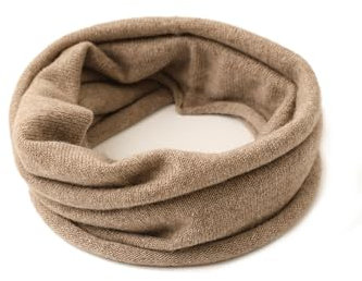 100% Kaschmir Loop Schal für Damen Herren, Weich Warm Gestrickte Schlauchschal Solid Farbe, Herbst Winter Rundschal Unisex Mode Kreis Halswärmer Winddicht Loop Strickschal, Warme Geschenk Curry