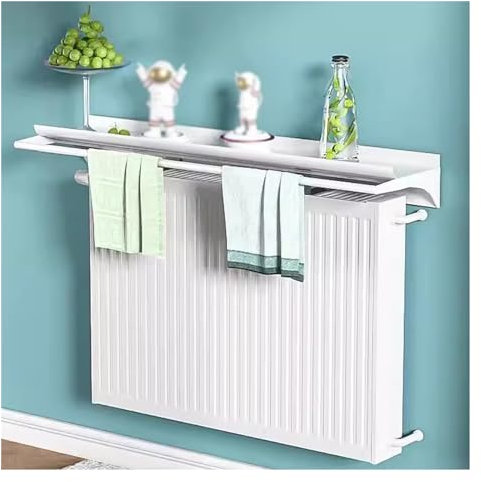 floating shelves,Radiator Cover Shelf No Drilling, Home Office Bars Hotel White Aluminum Top Shelf Above Heater with Towel Bar, Indoor Plant Shelf Over Radiator, 40-150cm Long (Color : Whit