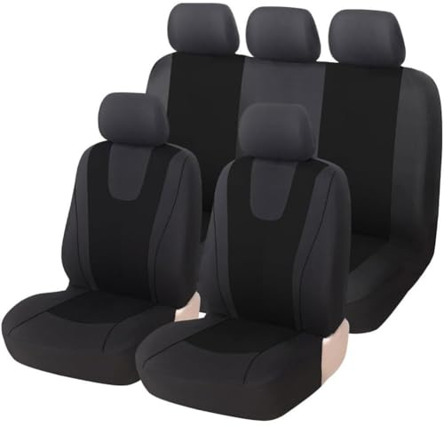 GHUYGTT 9 Stück Sitzbezüge Auto Set für Mazda CX-3/CX-30/CX-4/CX-5/CX-50/CX-60/CX-8/CX-9, Stoff Waschbar Allwetter rutschfest Atmungsaktiv Autositzbezüge Schonbezug Zubehör,D/Black