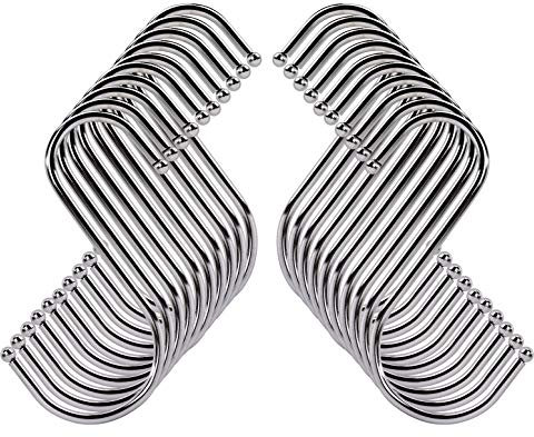 Yesaler Ganchos en Forma de S Multiuso 4 Pulgadas de S Ganchos de Metal de Acero Inoxidable Ideal para Colgar Bufanda Toalla de Baño Ollas y Sartenes Plantas 20 Piezas (Plata)